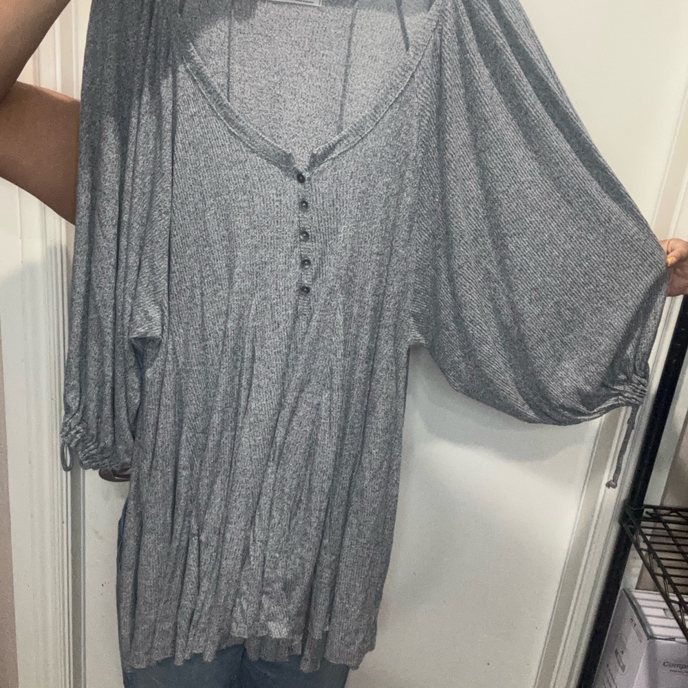 Free People Charcoal Gray Blouse